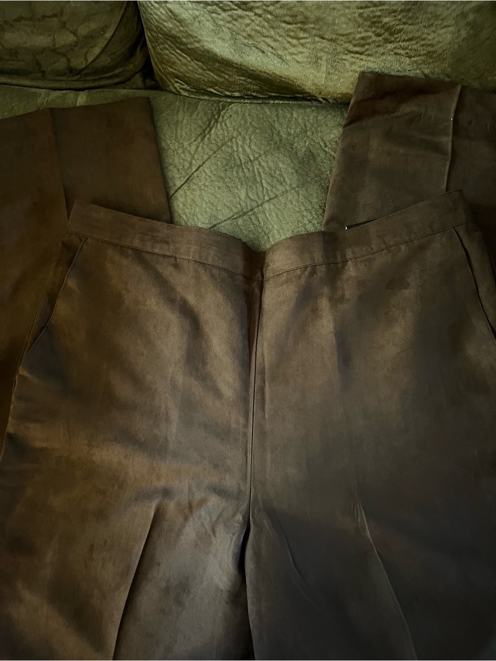 Alfred Dunner Faux Suede Brown Straight-Leg Trousers